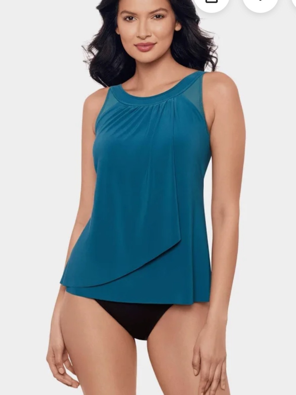 Miraclesuit Ursula Teal Tankini swim Top - Women's Draped Active Tank